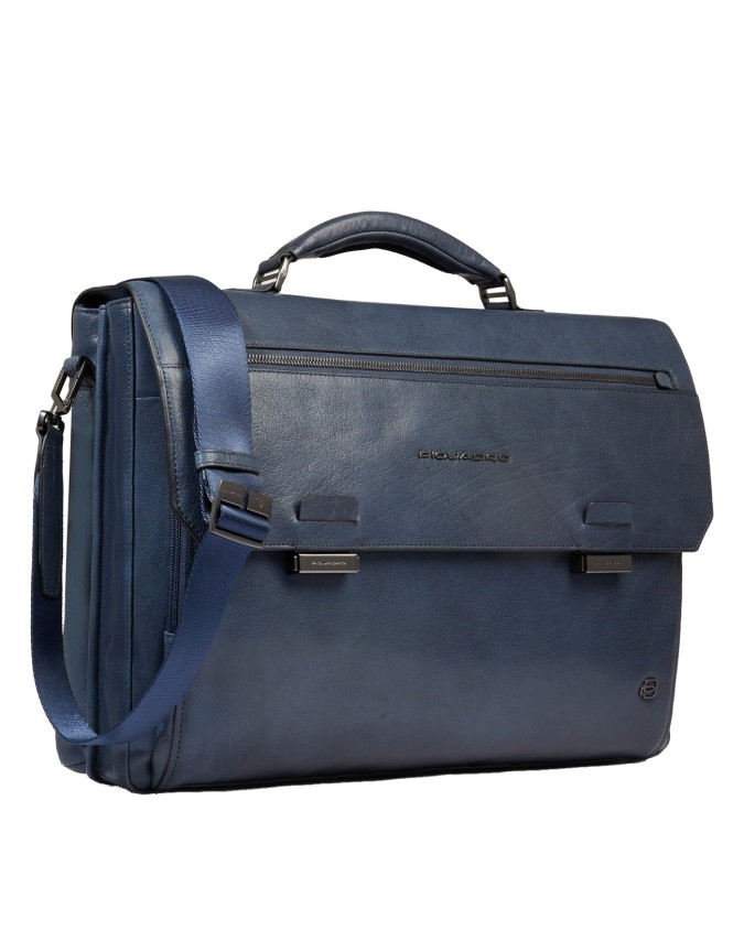  Piquadro - Ventiquattrore in pelle con patta porta pc 15.6''