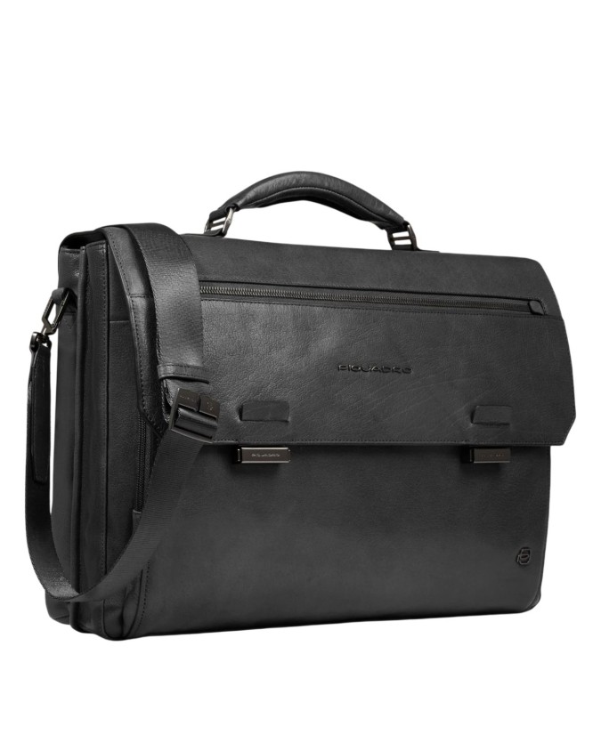  Piquadro - Ventiquattrore in pelle con patta porta pc 15.6''