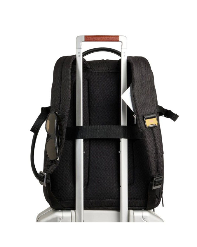  Piquadro - Zaino da viaggio espandibile in pelle e tessuto