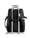  Piquadro - Zaino da viaggio espandibile in pelle e tessuto