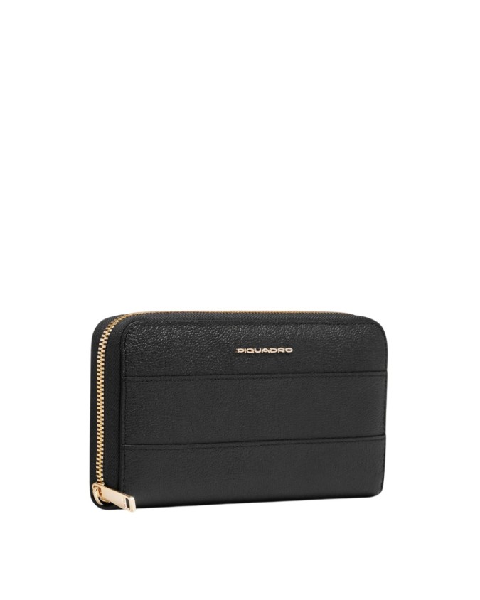  Piquadro - Portafoglio donna zip around in pelle 4 soffietti