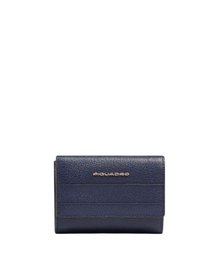  Piquadro - Portafoglio donna piccolo in pelle con patta RFID