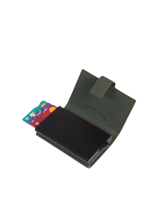  Piquadro - Portacarte uomo automatico in metallo e tessuto