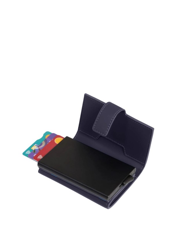  Piquadro - Portacarte uomo automatico in metallo e tessuto