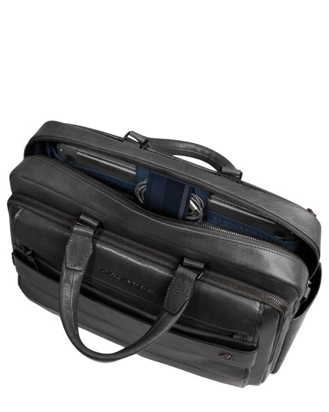  Piquadro - Cartella in pelle con due manici porta pc 14'' un