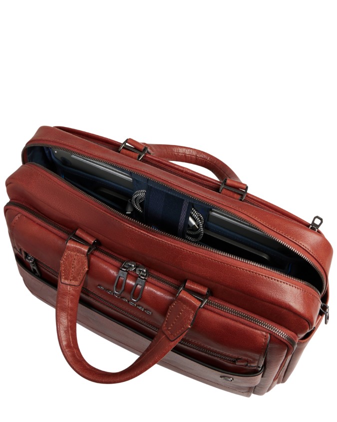  Piquadro - Cartella in pelle con due manici porta pc 14'' un