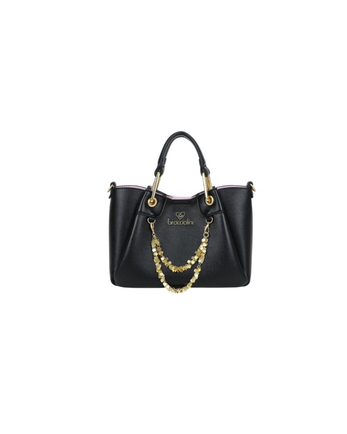  Braccialini - Borsa a mano in simil pelle con catena gioiello