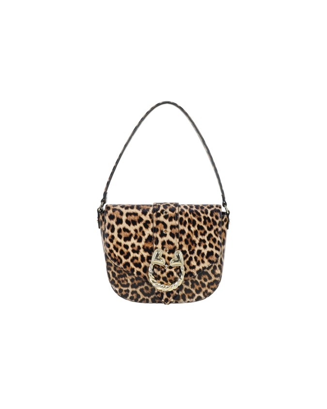 Braccialini - Borsa a spalla in pelle con stampa leopardata Baroque