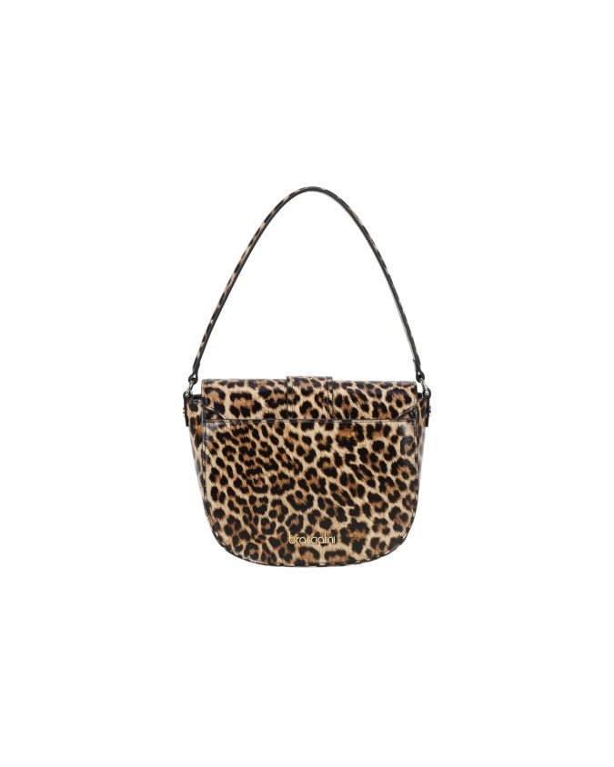  Braccialini - Borsa a spalla in pelle con stampa leopardata