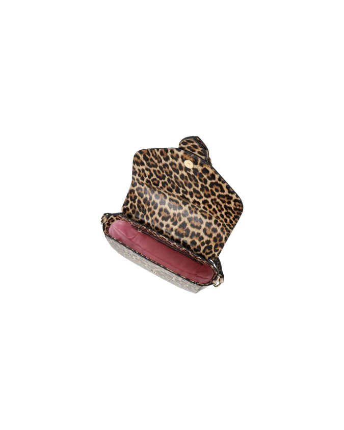  Braccialini - Borsa a spalla in pelle con stampa leopardata