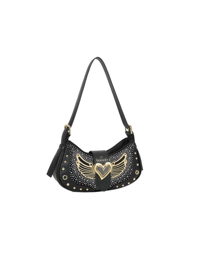  Braccialini - Borsa a spalla in simil pelle con borchie Rock