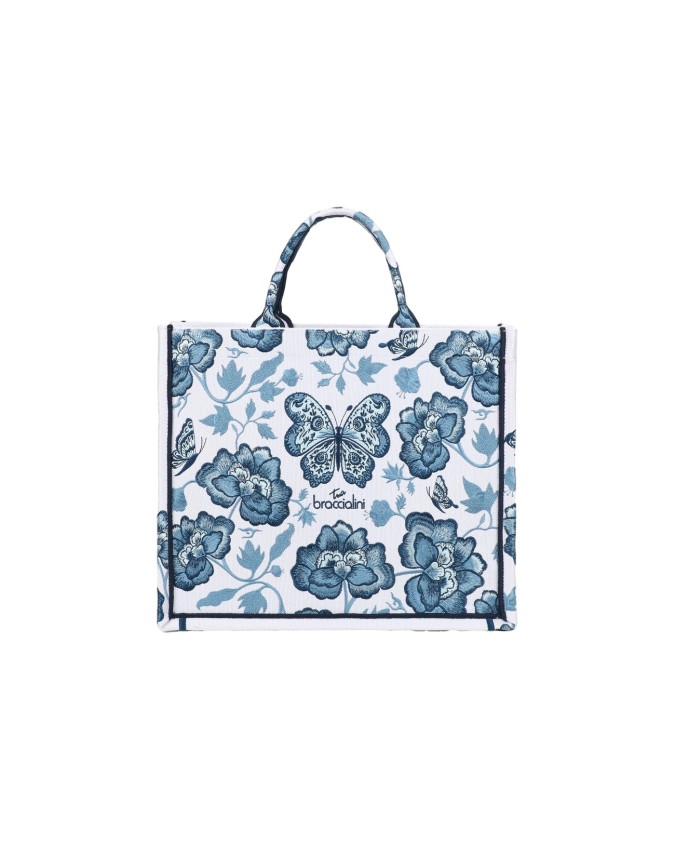  Braccialini - Borsa a mano in tessuto grande con tracolla Queen