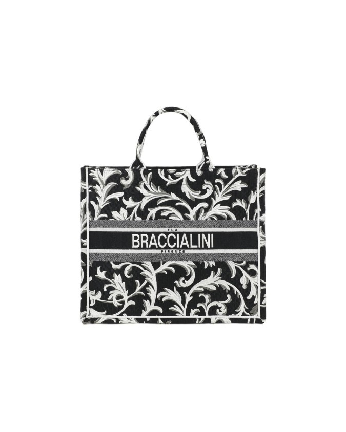  Braccialini - Borsa a mano in tessuto grande con tracolla Queen