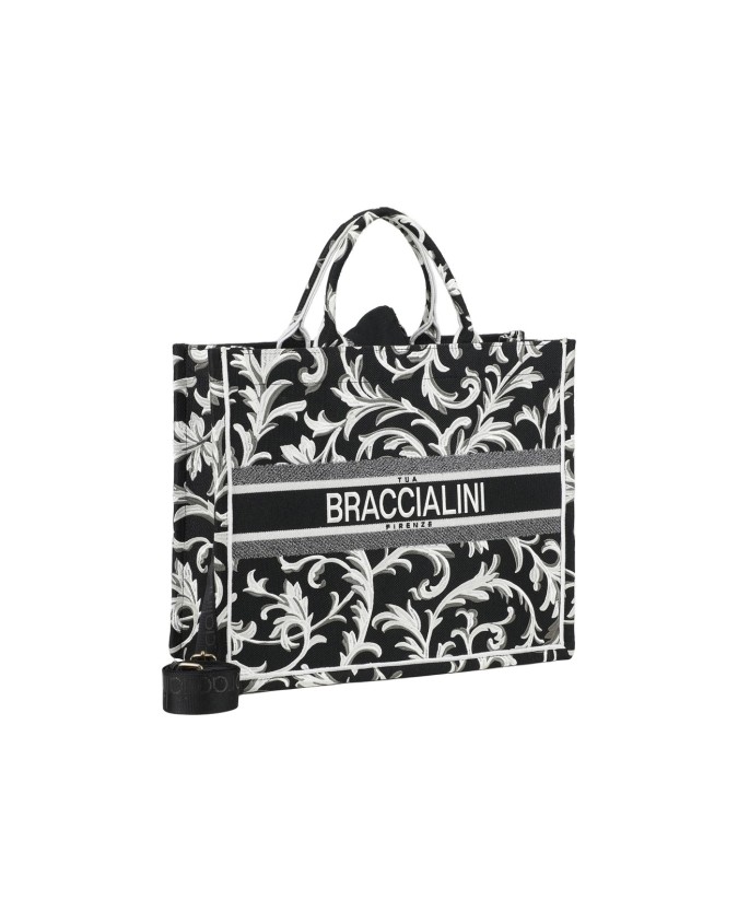  Braccialini - Borsa a mano in tessuto grande con tracolla Queen