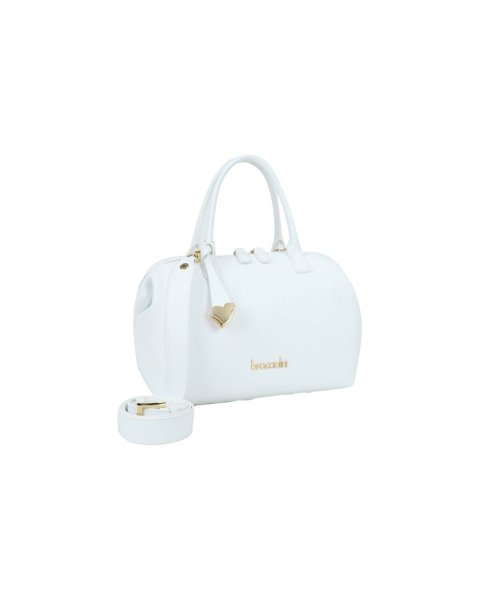  Braccialini - Bauletto in pelle con doppi manici e tracolla