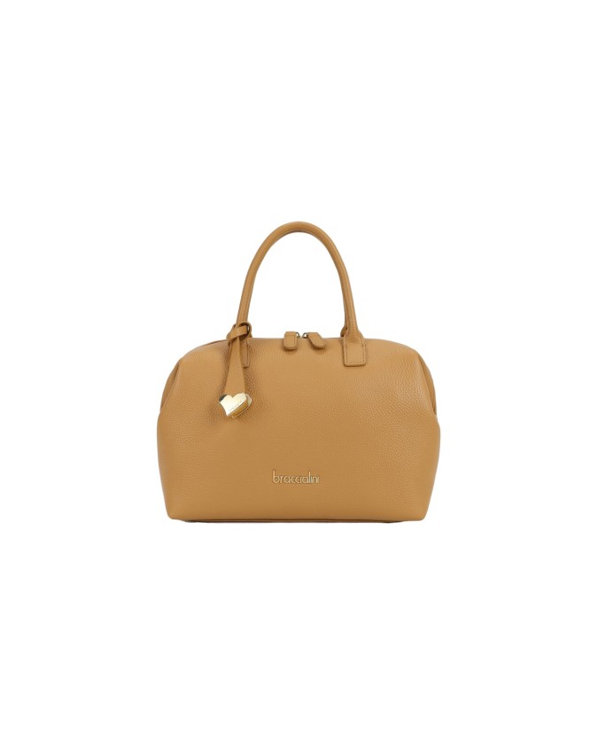  Braccialini - Bauletto in pelle con doppi manici e tracolla