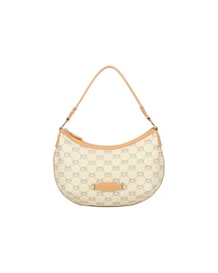 Braccialini - Borsa a spalla mezzaluna in pelle stampata Monogram