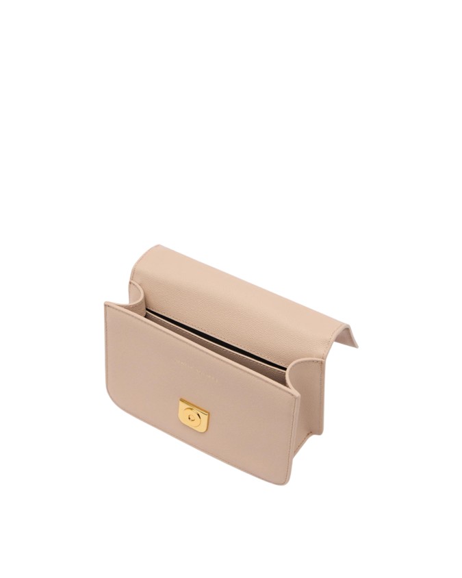  Trussardi - Borsa a Tracolla con Patta in Pelle Cameo Small