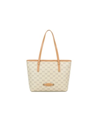 Braccialini - Borsa a spalla shopping in pelle stampata Monogram