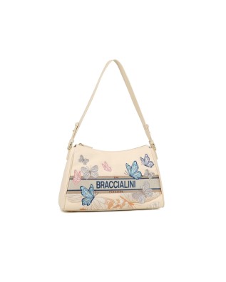  Braccialini - Borsa a spalla in tessuto ricamato con manico 2