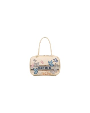 Braccialini - Borsa bauletto con due manici e tracolla in tessuto ricamato Jaquard