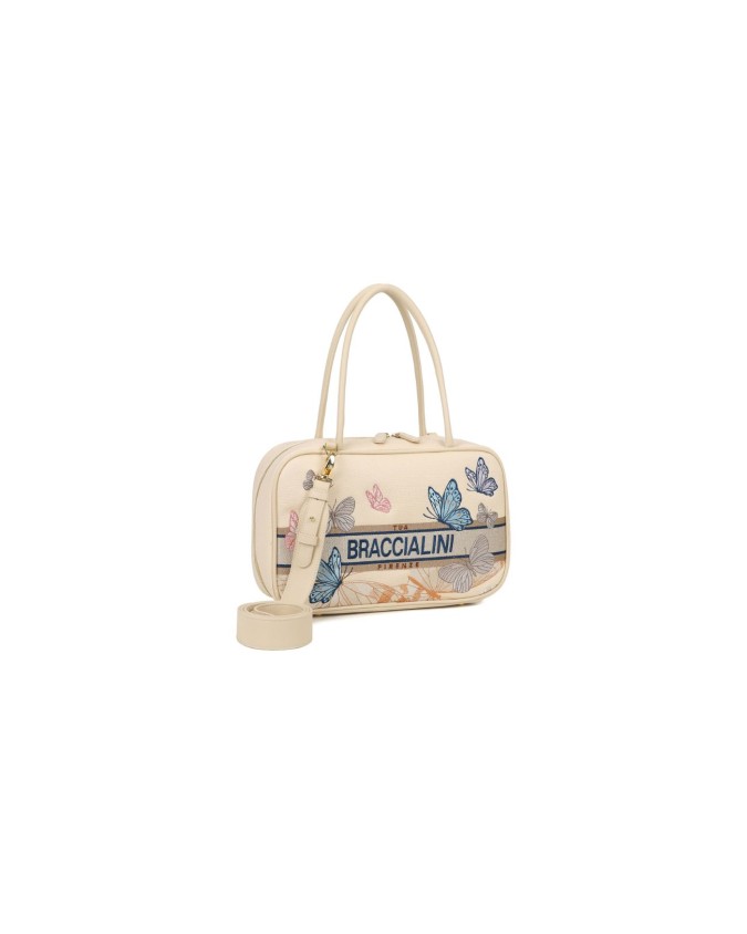 Braccialini - Borsa bauletto con due manici e tracolla in