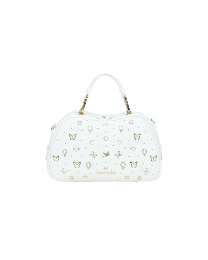  Braccialini - Borsa bauletto in simil pelle con borchie e