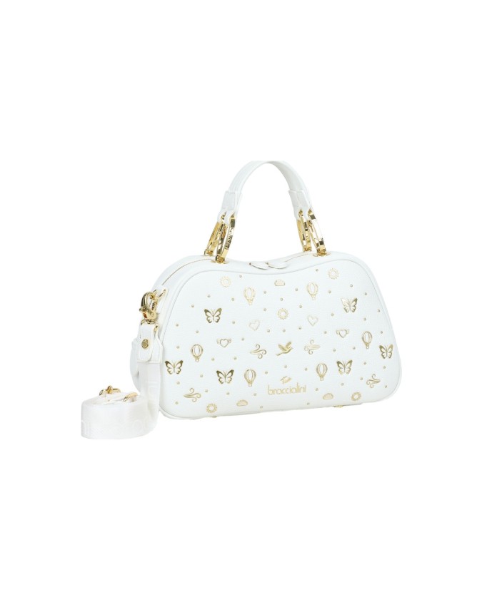  Braccialini - Borsa bauletto in simil pelle con borchie e