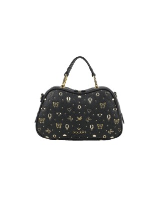 Braccialini - Candy faux leather satchel bag with studs...