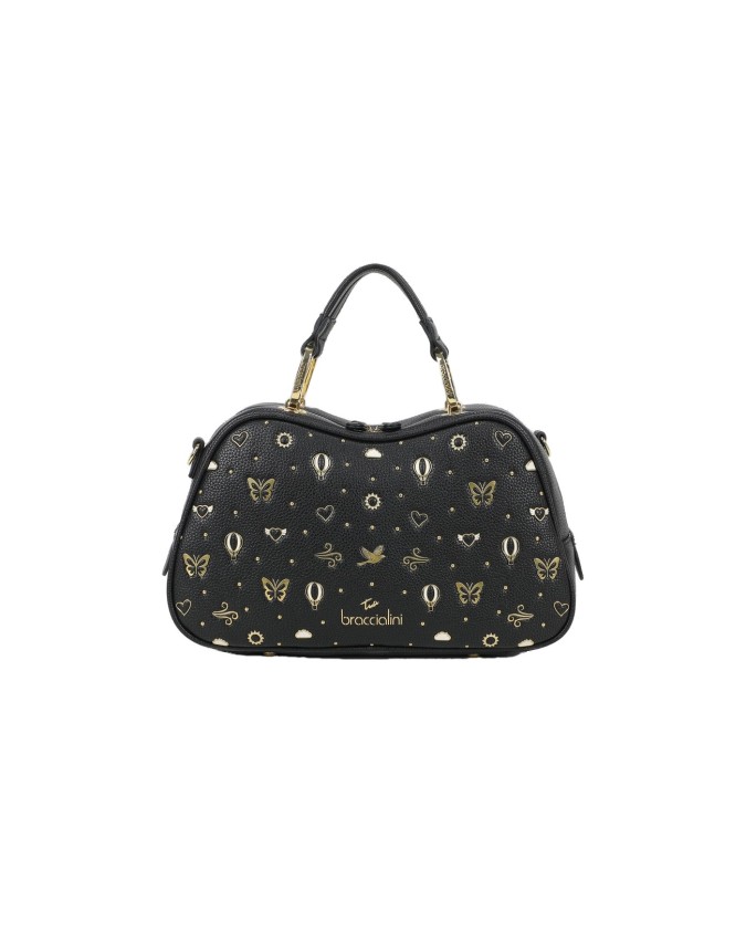  Braccialini - Borsa bauletto in simil pelle con borchie e