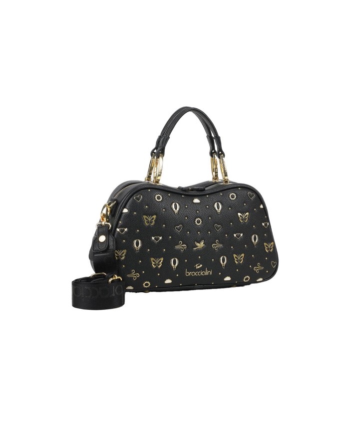  Braccialini - Borsa bauletto in simil pelle con borchie e