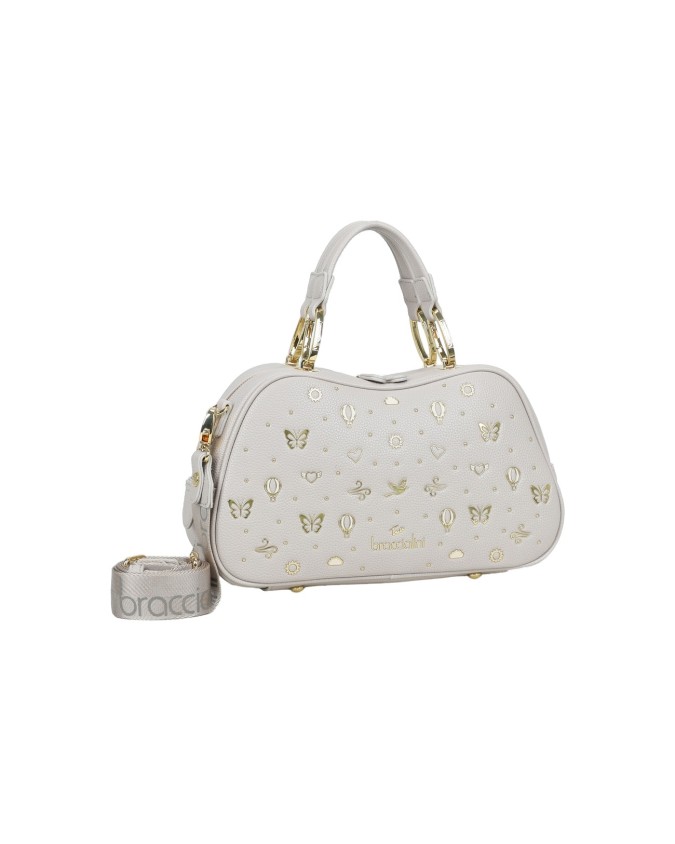  Braccialini - Borsa bauletto in simil pelle con borchie e