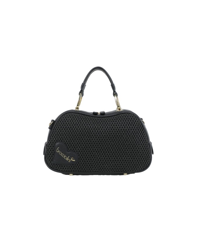  Braccialini - Borsa bauletto a tracolla in tessuto intrecciato