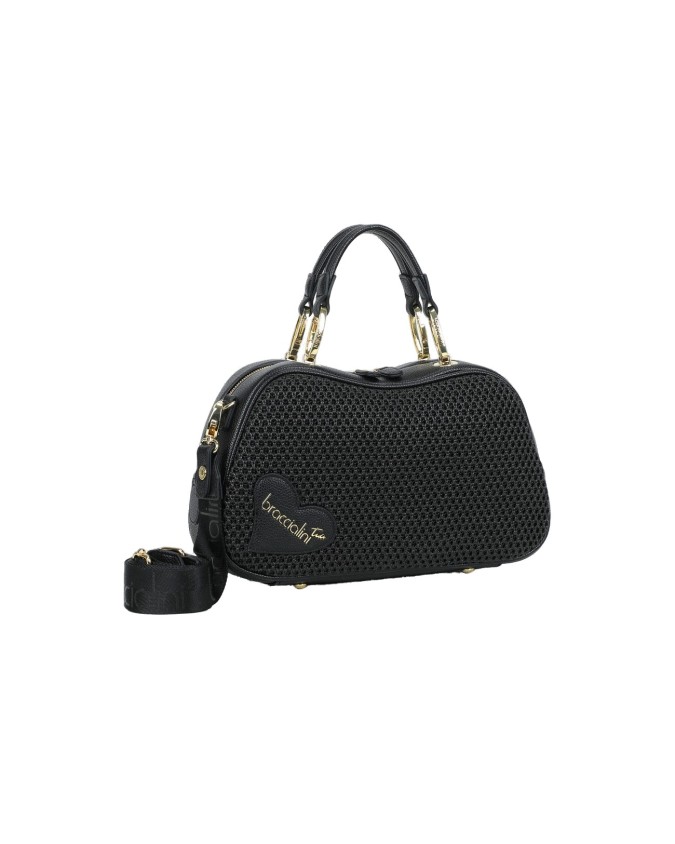  Braccialini - Borsa bauletto a tracolla in tessuto intrecciato