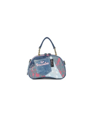  Braccialini - Bauletto piccolo in tessuto jeans Candy