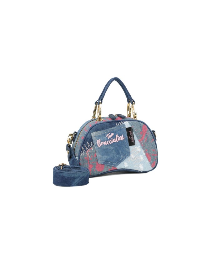  Braccialini - Bauletto piccolo in tessuto jeans Candy