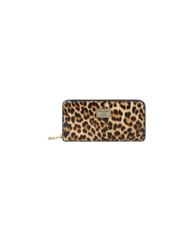  Braccialini - Portafoglio ziparound in pelle stampa leopardata