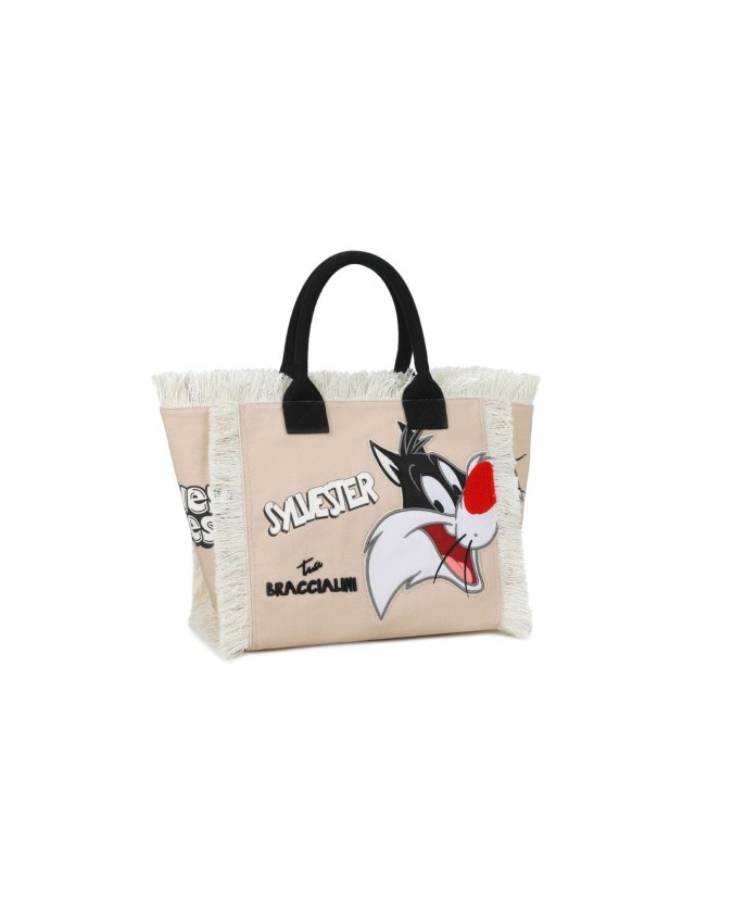  Braccialini - Tote bag in canvas con stampa gatto Silvestro