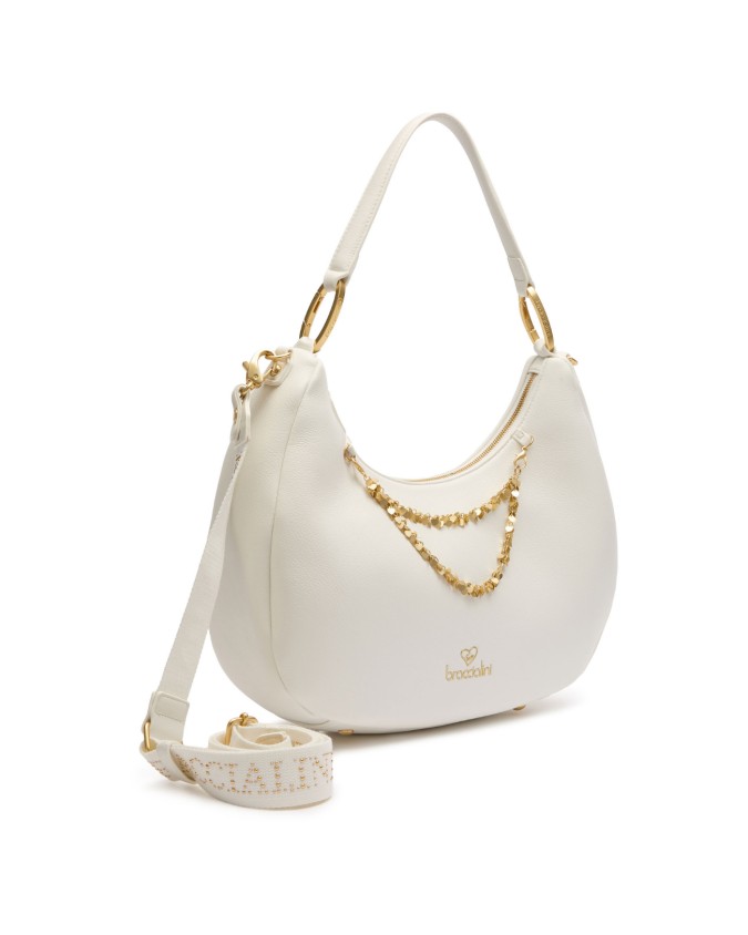  Braccialini - Borsa a Spalla Hobo in Simil Pelle con Catena