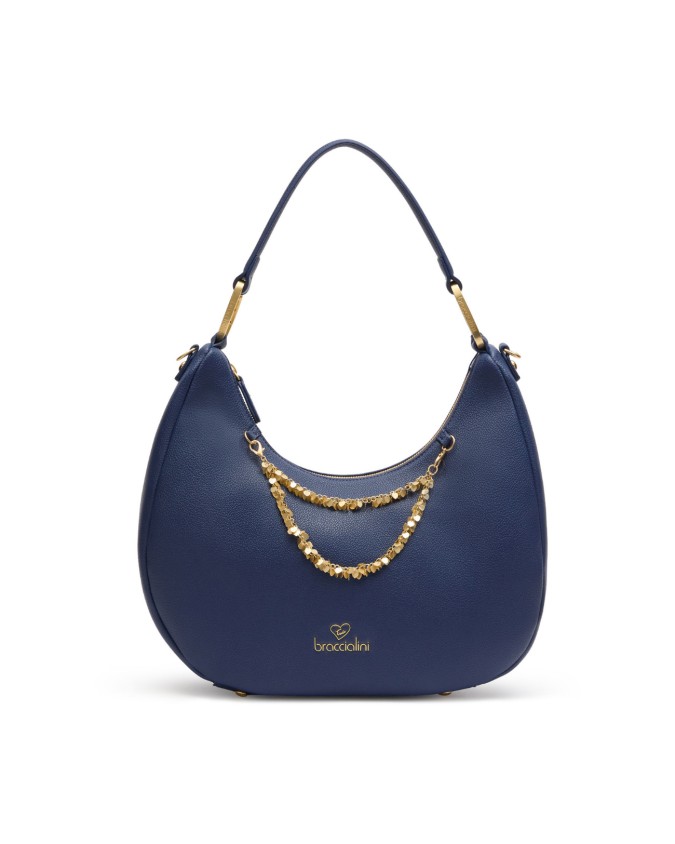  Braccialini - Borsa a Spalla Hobo in Simil Pelle con Catena