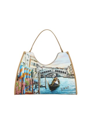 Ynot - Tote bag Large in ecopelle stampa città Yesbag