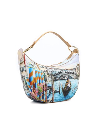  Ynot - Borsa a spalla mezzaluna in ecopelle stampa città Yesbag 2