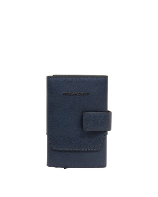  Piquadro - Portacarte uomo automatico in metallo e pelle Solm
