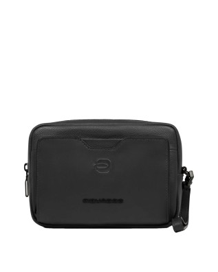 Piquadro - Pochette in pelle a due scomparti con manico