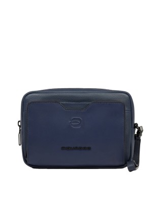 Piquadro - Two-compartment leather clutch with a...