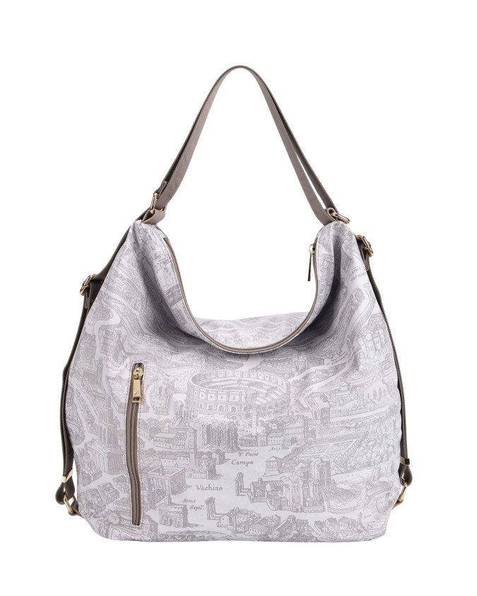  Ynot - Borsa/zaino a Spalla in Nylon con Stampa Città Gum