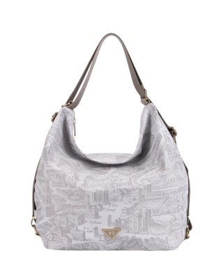  Ynot - Borsa/zaino a Spalla in Nylon con Stampa Città Gum