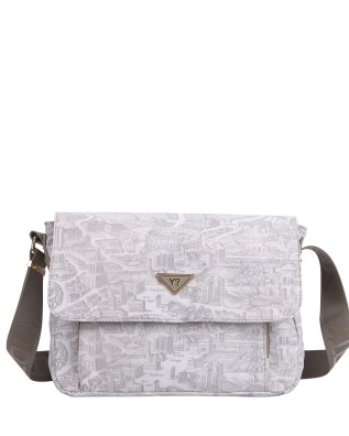 Ynot - Nylon Reporter Shoulder Bag with "Città Gum" Print