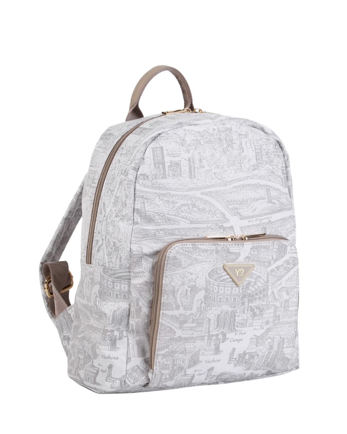  Ynot - Zainetto con Tasca Frontale in Nylon Stampa Città Gum