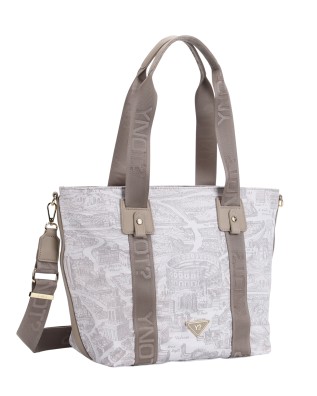  Ynot - Borsa Shopping con Tracolla in Nylon con Stampa Città 2